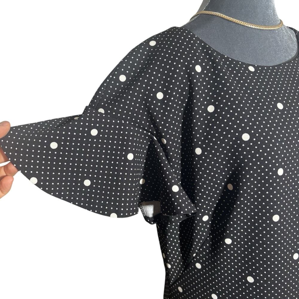 Lauren Ralph Lauren Dress 14 Bias-Cut Ruffled Sleeves & Hem Polka Dot Feminine - Picture 6 of 13